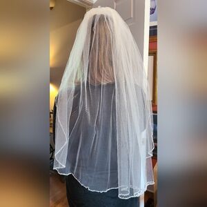 Tulle bridal wedding veil blusher sequin trim with comb